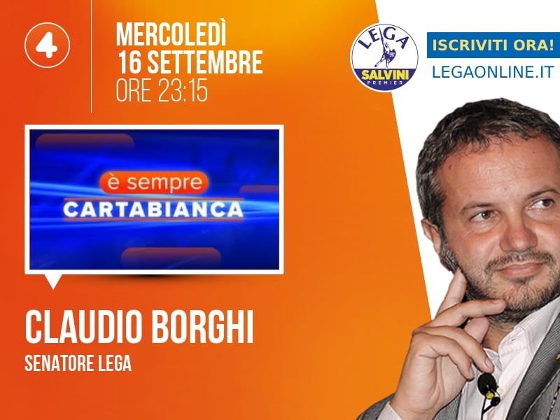 Claudio Borghi a È sempre Cartabianca (Rete 4) - 16/09 ore 23:15