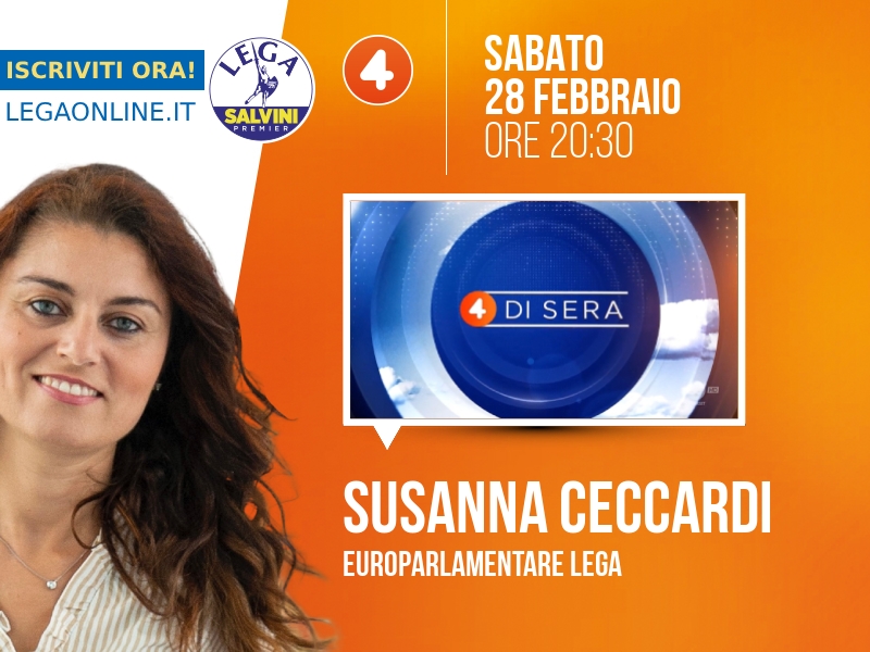 Susanna Ceccardi a 4 di sera (Rete 4) - 28/02 ore 20:30