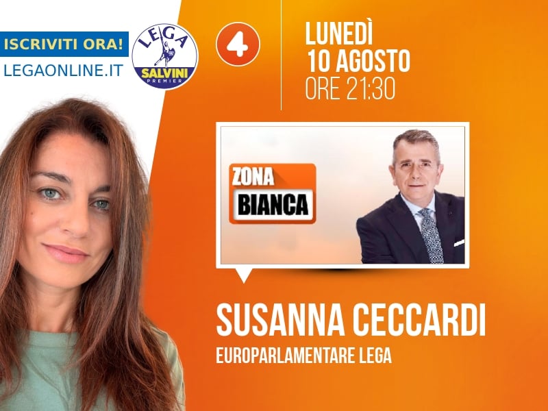 Susanna Ceccardi a Zona Bianca (Rete 4) - 10/08 ore 21:30