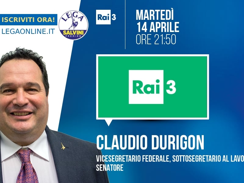Claudio Durigon a Rai 3 (Rai 3) - 14/04 ore 21:50