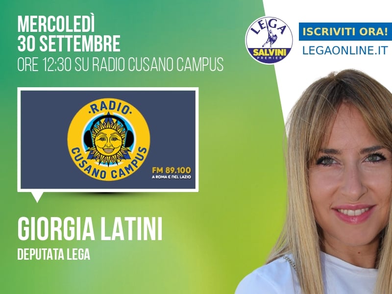 Giorgia Latini a Radio Cusano (Radio Cusano Campus) - 30/09 ore 12:30