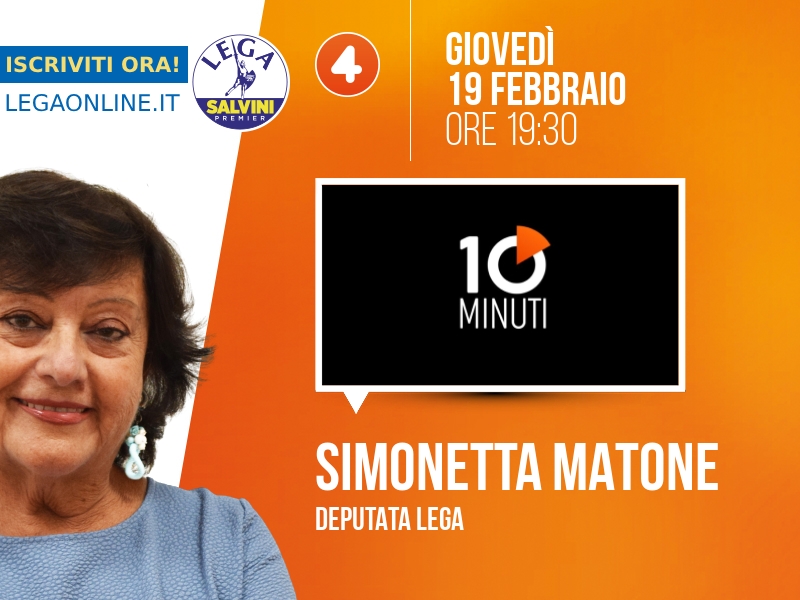 Simonetta Matone a 10 minuti (Rete 4) - 19/02 ore 19:30