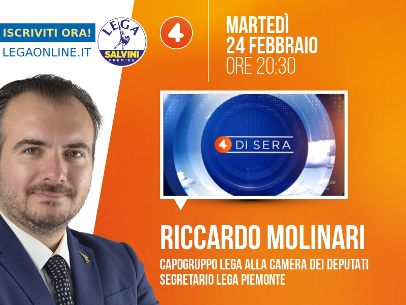 Riccardo Molinari a 4 di sera (Rete 4) - 24/02 ore 20:30