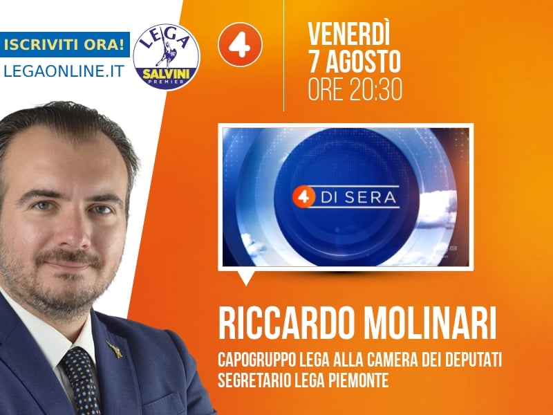 Riccardo Molinari a 4 di sera (Rete 4) - 07/08 ore 20:30