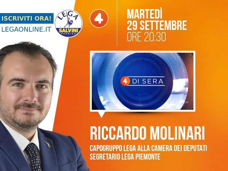 Riccardo Molinari a 4 di sera (Rete 4) - 29/09 ore 20:30