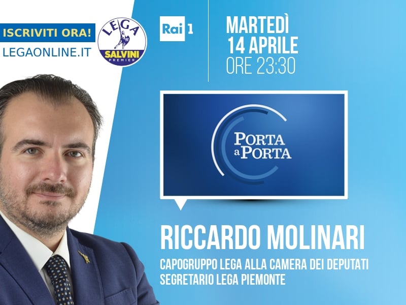 Riccardo Molinari a Porta a Porta (Rai 1) - 14/04 ore 23:30