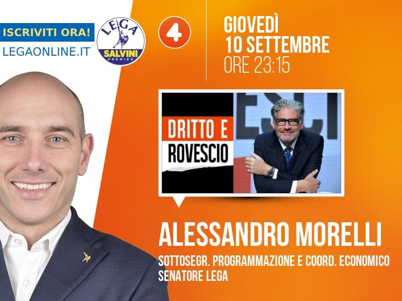 Alessandro Morelli a Dritto e Rovescio (Rete 4) - 10/09 ore 23:15
