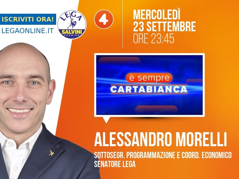 Alessandro Morelli a È sempre Cartabianca (Rete 4) - 23/09 ore 23:45