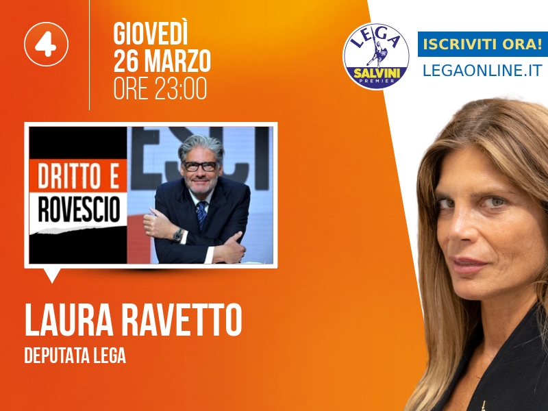 Laura Ravetto a Dritto e Rovescio (Rete 4) - 26/03 ore 23:00