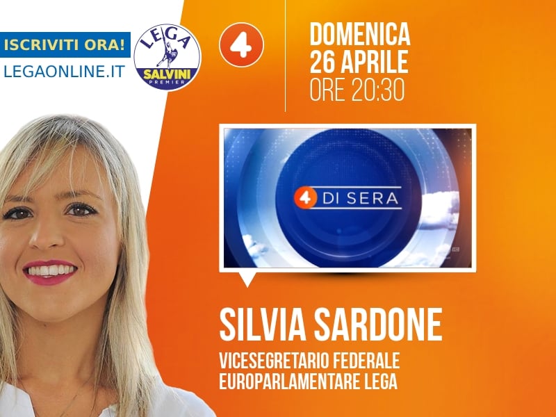 Silvia Sardone a 4 di sera (Rete 4) - 26/04 ore 20:30