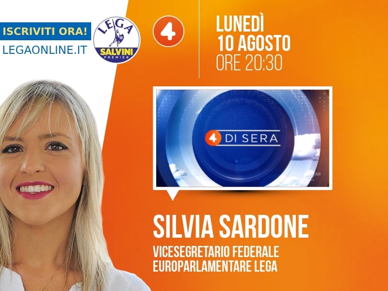 Silvia Sardone a 4 di sera (Rete 4) - 10/08 ore 20:30