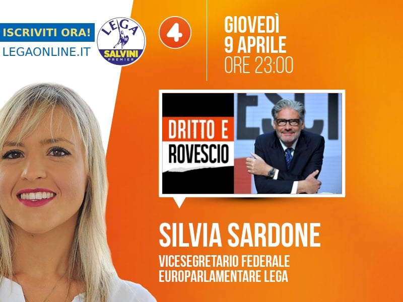 Silvia Sardone a Dritto e Rovescio (Rete 4) - 09/04 ore 23:00