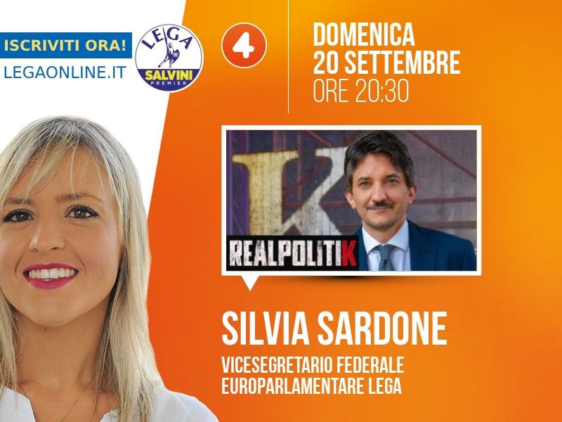 Silvia Sardone a Realpolitik (Rete 4) - 20/09 ore 20:30