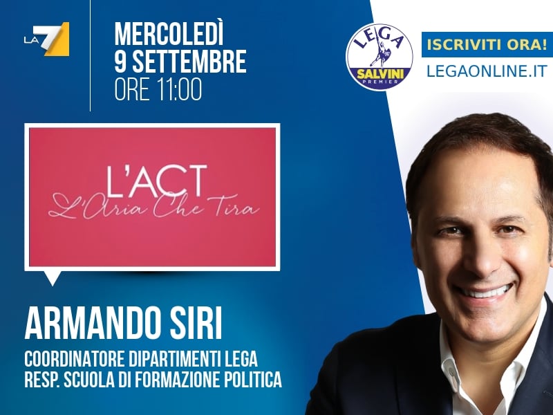 Armando Siri a L'Aria che Tira (La7) - 09/09 ore 11:00