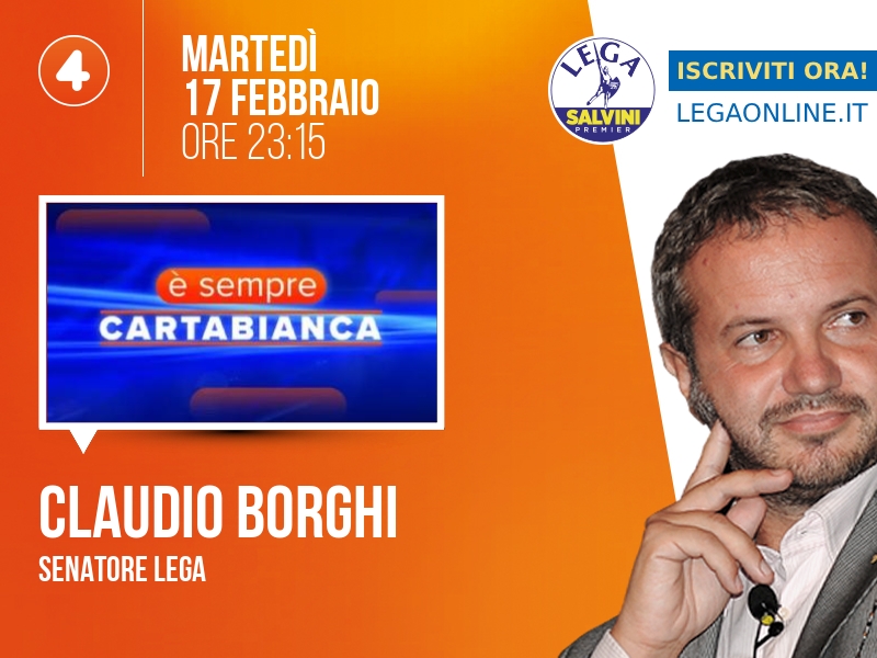 Claudio Borghi a È sempre Cartabianca (Rete 4) - 17/02 ore 23:15