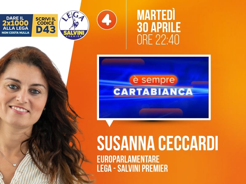 Susanna Ceccardi a È sempre Cartabianca (Rete 4) - 30/04 ore 22:40