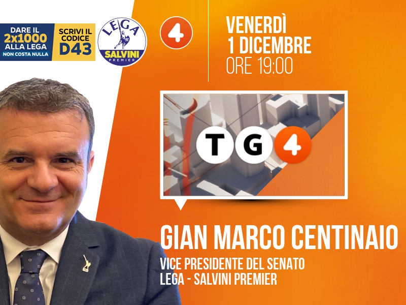 Gian Marco Centinaio a TG4 (Rete 4) - 01/12 ore 19:00