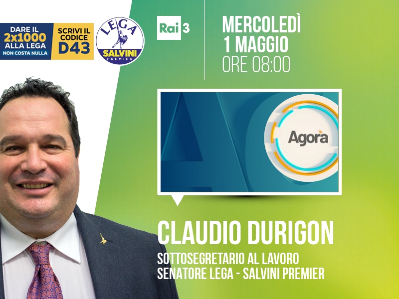 Claudio Durigon a Agorà (Rai 3) - 01/05 ore 08:00