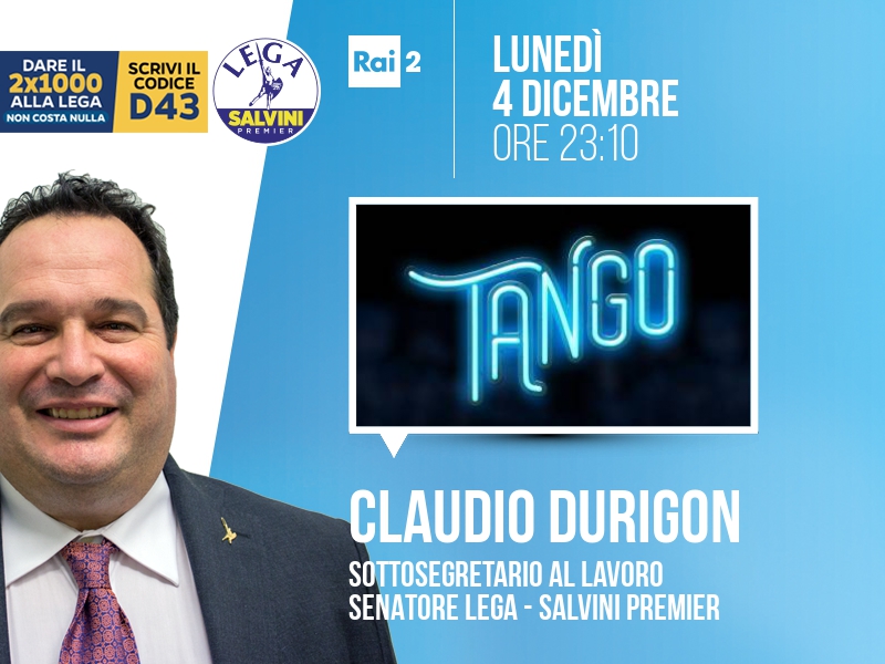 Claudio Durigon a Tango (Rai 2) - 04/12 ore 23:10