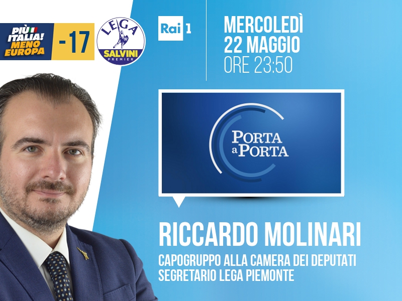 Riccardo Molinari a Porta a Porta (Rai 1) - 22/05 ore 23:50
