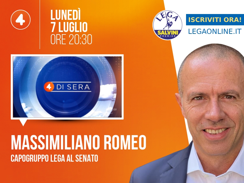 Massimiliano Romeo a 4 di sera (Rete 4) - 07/07 ore 20:30