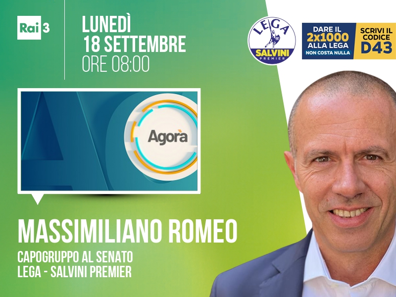 Massimiliano Romeo a Agorà (Rai 3) - 18/09 ore 08:00