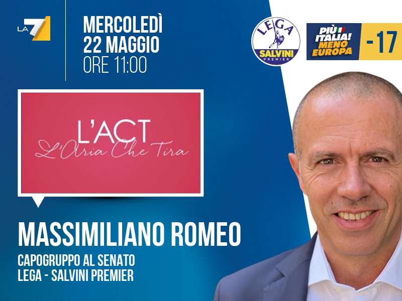 Massimiliano Romeo a L'Aria che Tira (La7) - 22/05 ore 11:00