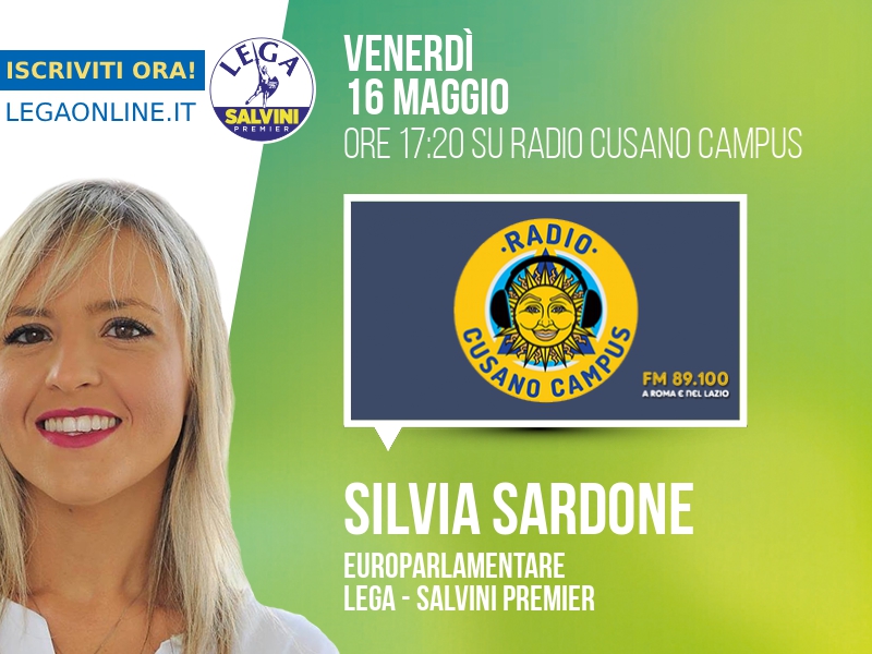 Silvia Sardone a Radio Cusano (Radio Cusano Campus) - 16/05 ore 17:20