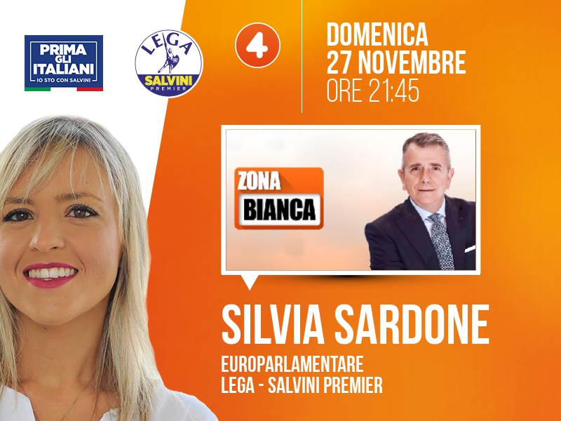 Silvia Sardone a Zona Bianca (Rete 4) - 27/11 ore 21:45
