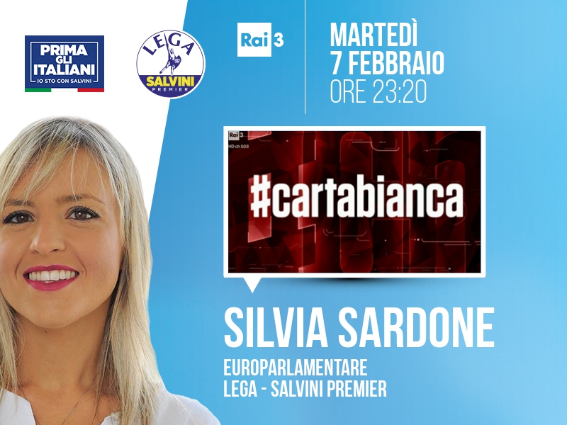 Silvia Sardone a #cartabianca (Rai 3) - 07/02 ore 23:20