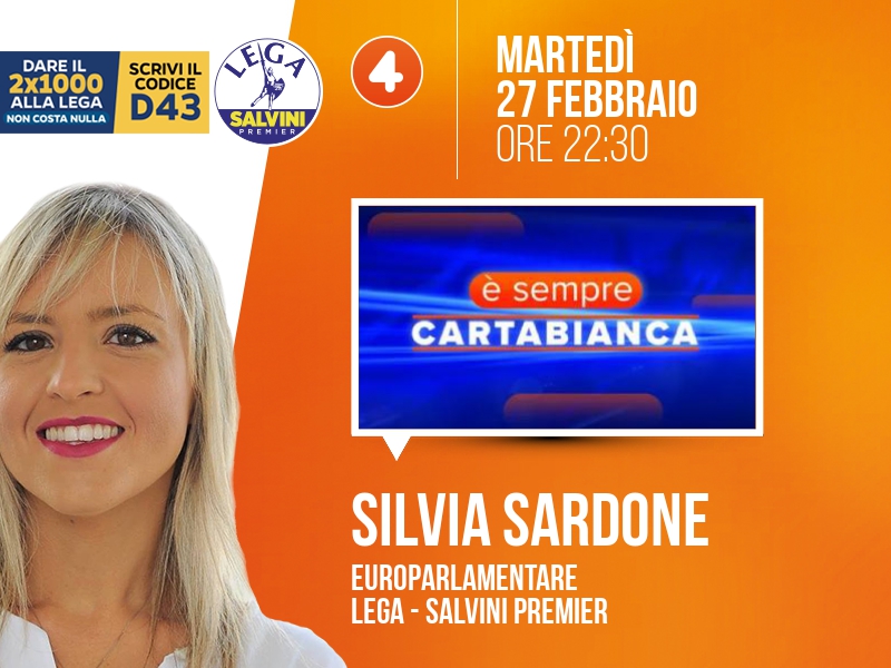 Silvia Sardone a È sempre Cartabianca (Rete 4) - 27/02 ore 22:30